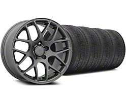 Staggered AMR Charcoal Wheel and NITTO INVO Tire Kit; 20x8.5/10 (05-14 Mustang)