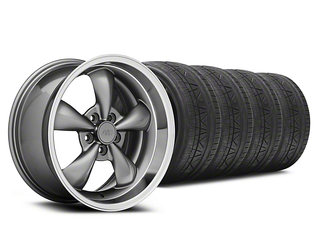 Staggered Deep Dish Bullitt Anthracite Wheel and NITTO INVO Tire Kit; 20x8.5/10 (05-10 Mustang GT; 05-14 Mustang V6)