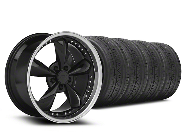Staggered Bullitt Motorsport Black Wheel and NITTO INVO Tire Kit; 20x8.5/10 (05-10 Mustang GT; 05-14 Mustang V6)