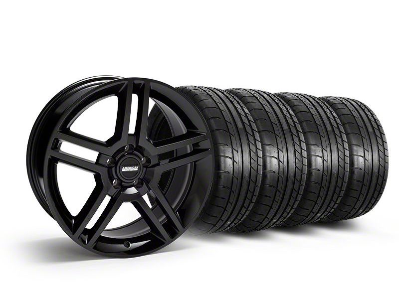 Staggered 2010 GT500 Style Black Wheel and Mickey Thompson Tire Kit; 19x8.5/10 (05-14 Mustang)