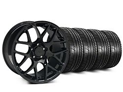 Staggered AMR Black Wheel and Mickey Thompson Tire Kit; 19x8.5/10 (05-14 Mustang)