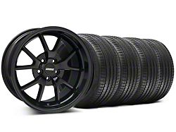 Staggered FR500 Style Gloss Black Wheel and Sumitomo Maximum Performance HTR Z5 Tire Kit; 18x9/10 (99-04 Mustang)