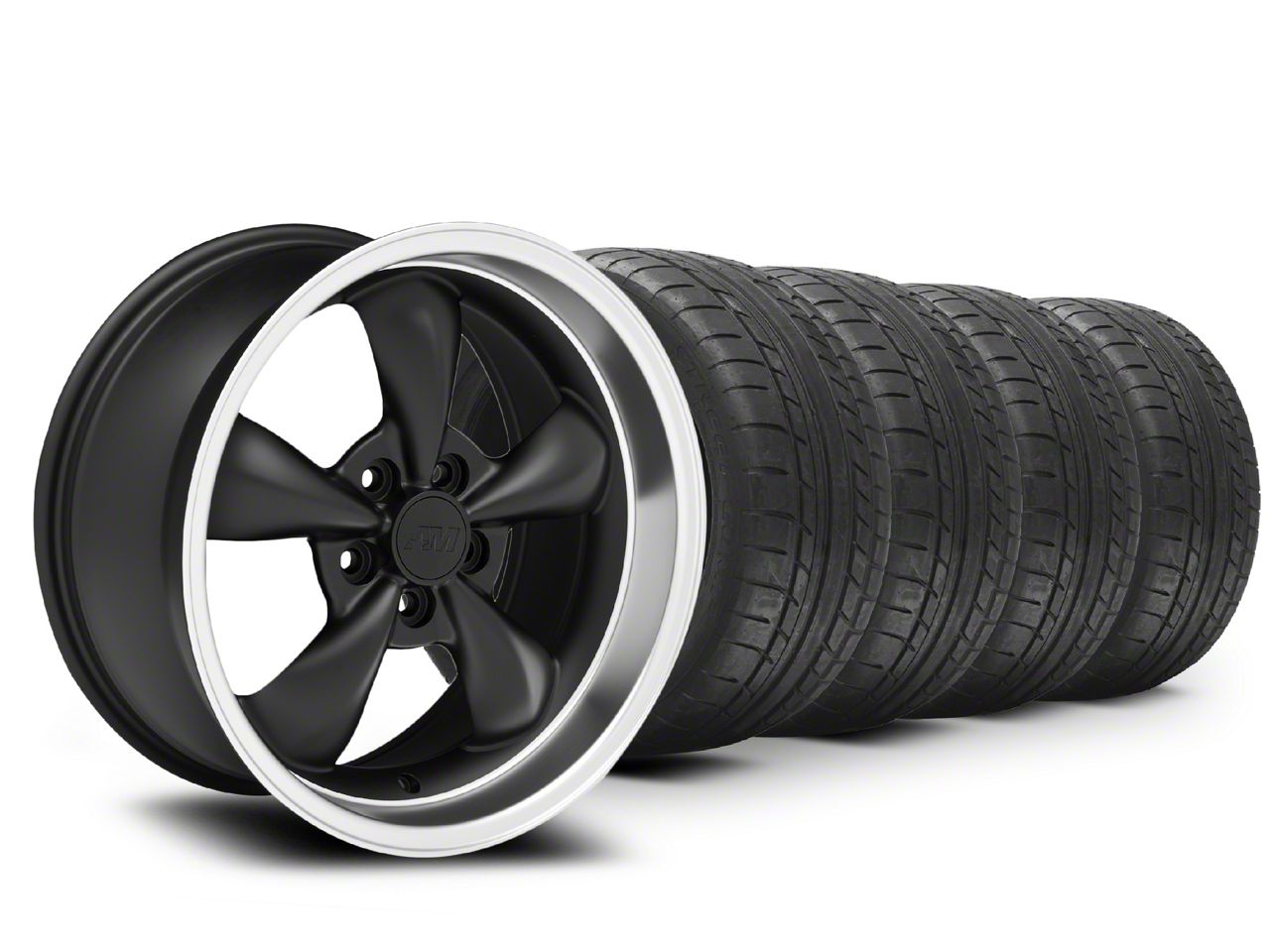 Bullitt Deep Dish Matte Black Wheel and Mickey Thompson Tire Kit; 18x9 (05-10 Mustang GT; 05-14 Mustang V6)