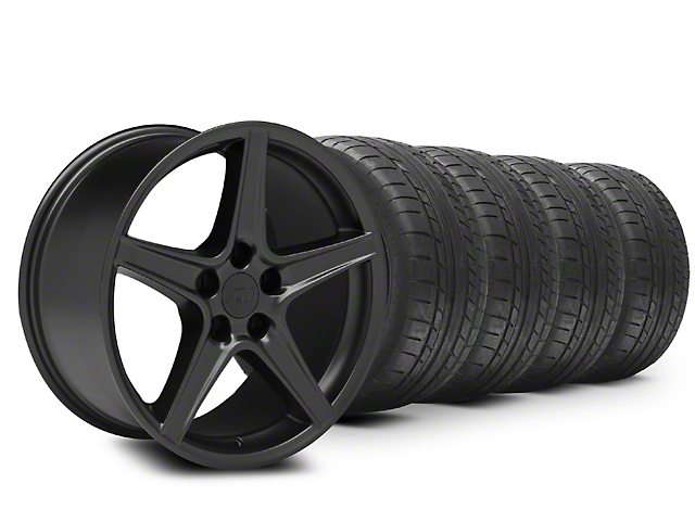 Saleen Style Matte Black Wheel and Mickey Thompson Tire Kit; 18x9 (05-14 Mustang GT, V6)