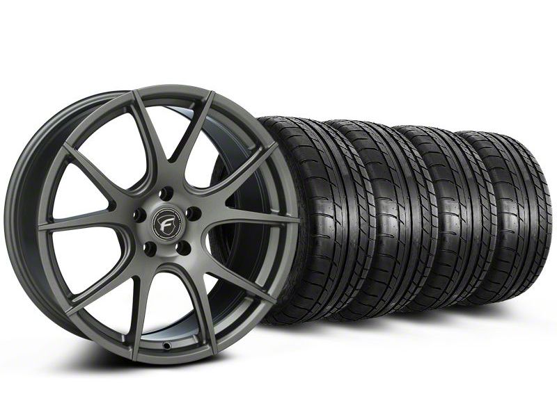Forgestar CF5V Monoblock Gunmetal Wheel and Mickey Thompson Tire Kit; 19x9 (05-14 Mustang)