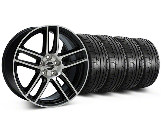 Laguna Seca Style Black Machined Wheel and Mickey Thompson Tire Kit; 19x9 (05-14 Mustang)