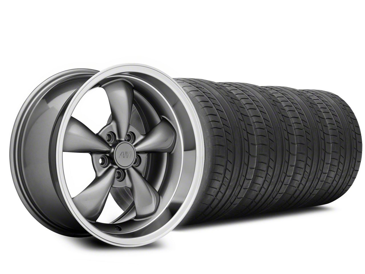 Deep Dish Bullitt Anthracite Wheel and Mickey Thompson Tire Kit; 20x8.5 (05-10 Mustang GT; 05-14 Mustang V6)