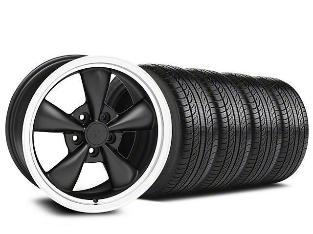 Bullitt Matte Black Wheel and Pirelli Tire Kit; 18x8 (05-10 Mustang GT; 05-14 Mustang V6)