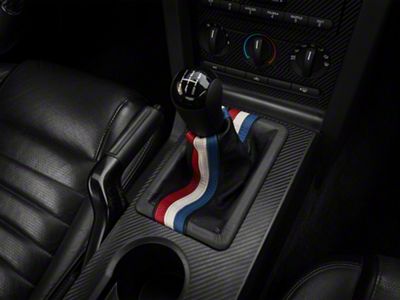 SpeedForm Premium Black Leather Shift Boot; Red, White and Blue Stripe (05-09 Mustang GT, V6)