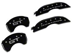 MGP Black Caliper Covers with GT Logo; Front and Rear (15-23 Mustang Standard GT)