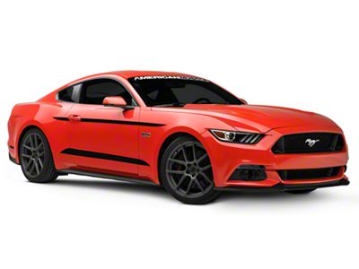 SEC10 Side Accent Decals; Gloss Black (15-23 Mustang)