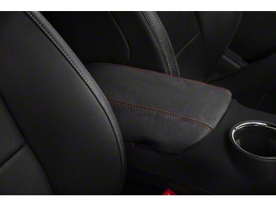 SpeedForm Premium Leather Armrest Cover; Red Stitching (15-23 Mustang)