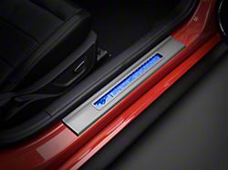 SpeedForm Illuminated Door Sill Plate Covers; Blue (15-23 Mustang)