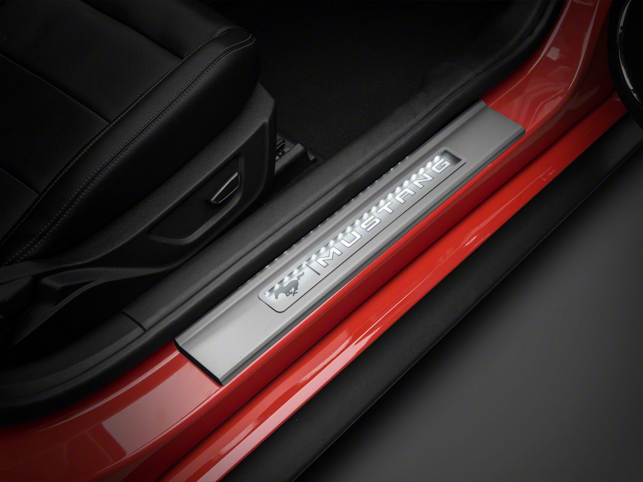 SpeedForm Mustang Illuminated Door Sill Plate Covers; White 389297 (15