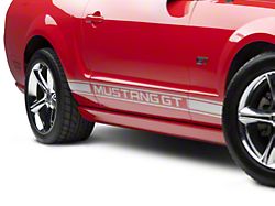 Rocker Stripes with Mustang GT Lettering; Silver (05-14 Mustang)