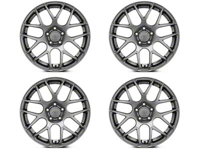 Staggered AMR Dark Stainless 4-Wheel Kit; 18x9/10 (10-14 Mustang, Excluding 13-14 GT500)