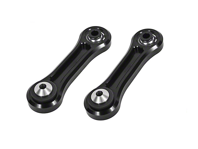 BMR Rear Lower Vertical Links; Delrin/Spherical; Black Anodized (15-23 Mustang)