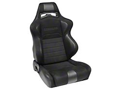 Corbeau LG1 Wide Racing Seats with Double Locking Seat Brackets; Black Suede (99-04 Mustang)