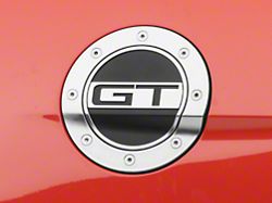 Drake Muscle Cars Competition Series Fuel Door with GT Logo; Silver and Black (15-23 Mustang)