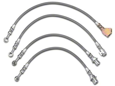 OPR Braided Stainless Complete Brake Hose Kit; Front and Rear (96-98 Mustang GT)
