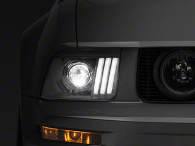 DRL Projector Headlights; Chrome Housing; Clear Lens (05-09 Mustang w/ Factory Halogen Headlights, Excluding GT500)