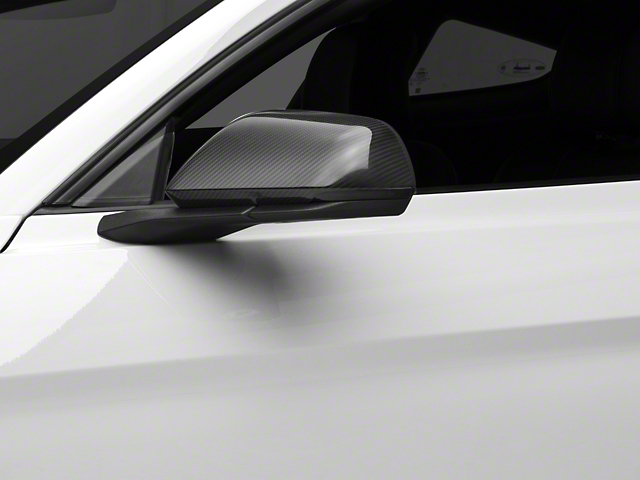 MMD Mirror Covers; Carbon Fiber (15-23 Mustang w/ Mirror Signals)