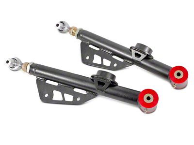 BMR On-Car Adjustable DOM Rear Lower Control Arms; Polyurethane/Rod End Combo; Black Hammertone (79-98 Mustang)