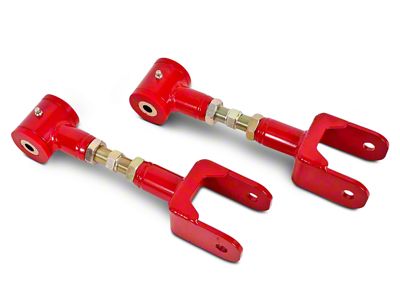 BMR On-Car Adjustable DOM Rear Upper Control Arms; Polyurethane Bushings; Red (79-04 Mustang, Excluding 99-04 Cobra)