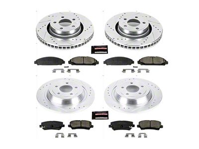 PowerStop Z23 Evolution Sport Brake Rotor and Pad Kit; Front and Rear (15-23 Mustang Standard EcoBoost, V6)