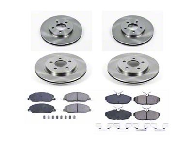 PowerStop OE Replacement Brake Rotor and Pad Kit; Front and Rear (05-14 Mustang V6)