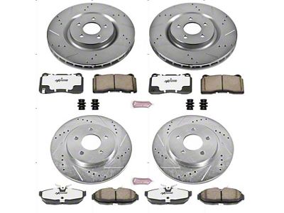 PowerStop Z26 Street Warrior Brake Rotor and Pad Kit; Front and Rear (07-14 Mustang GT500)