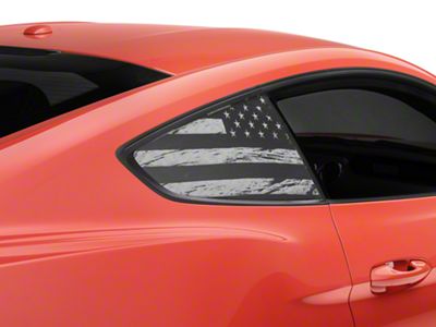 SEC10 Perforated Distressed Flag Quarter Window Decal (15-23 Mustang Fastback)
