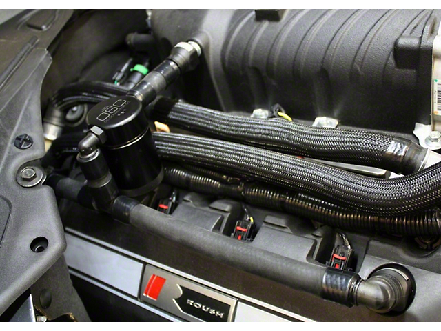 J&L 3.0 Oil Separator; Black Anodized; Passenger Side (11-17 GT w/ FRPP, Roush or VMP Supercharger)
