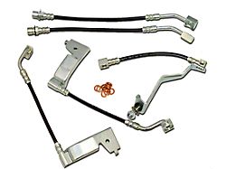 J&M Stainless Steel Telfon Brake Hose Kit; Clear Outer Cover; Front and Rear (94-95 Mustang GT)