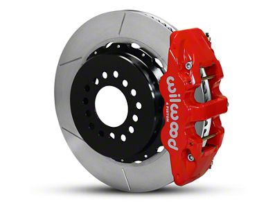 Wilwood AERO4 Rear Big Brake Kit with Slotted Rotors; Red Calipers (05-14 Mustang)