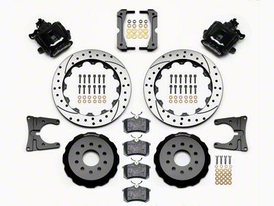 Wilwood CPB Rear Big Brake Kit with Drilled and Slotted Rotors; Black Calipers (05-14 Mustang)