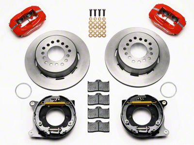 Wilwood Forged Dynalite Rear Big Brake Kit with Slotted Rotors; Red Calipers (05-14 Mustang)