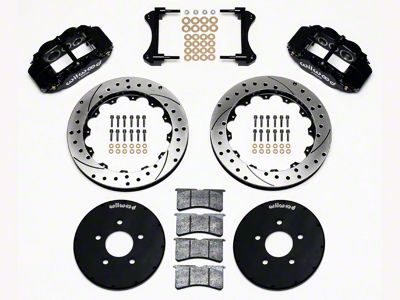 Wilwood Superlite 6R Front Big Brake Kit with 12.90-Inch Drilled and Slotted Rotors; Black Calipers (94-04 All)