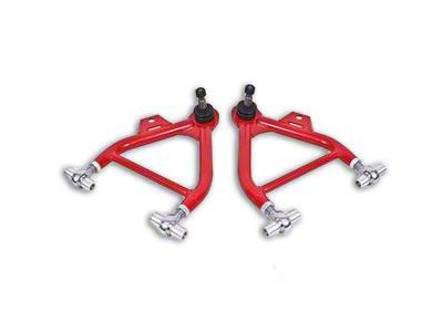 BMR Adjustable Front Lower Coil-Over Arm Arms; Rod End; Tall Ball Joint; Red (79-93 Mustang)
