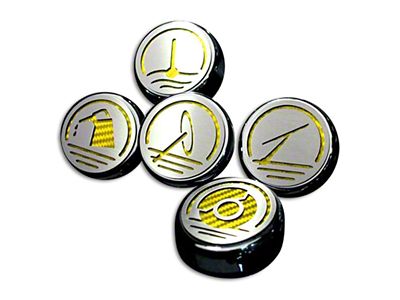 Executive Series Engine Cap Covers; Yellow Carbon Fiber Inlay (05-09 Mustang GT, V6)
