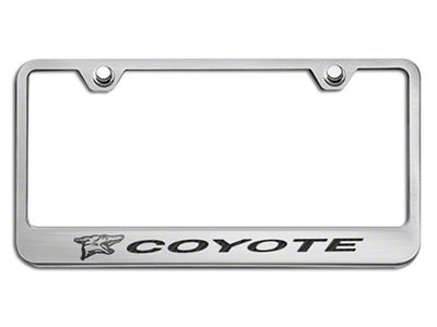 License Plate Frame with Coyote Logo; Black Carbon Fiber Inlay (Universal; Some Adaptation May Be Required)