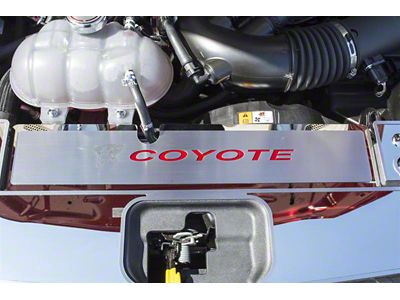 Polished Coyote Radiator Cover Vanity Plate with White Carbon Fiber (15-17 Mustang GT, EcoBoost, V6)