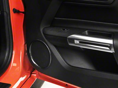 SpeedForm Door Speaker Trim; Carbon Fiber Style (15-23 Mustang)