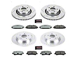 PowerStop Z26 Street Warrior Brake Rotor and Pad Kit; Front and Rear (15-23 Mustang Standard EcoBoost, V6)