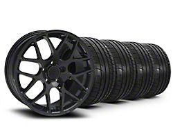 Staggered AMR Black Wheel and Mickey Thompson Tire Kit; 18x9/10 (15-23 Mustang Standard EcoBoost, V6)