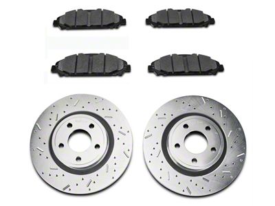 Xtreme Stop Precision Cross-Drilled & Slotted Brake Rotor & Carbon Graphite Pad Kit - Front (15-23 Mustang Standard EcoBoost, V6)