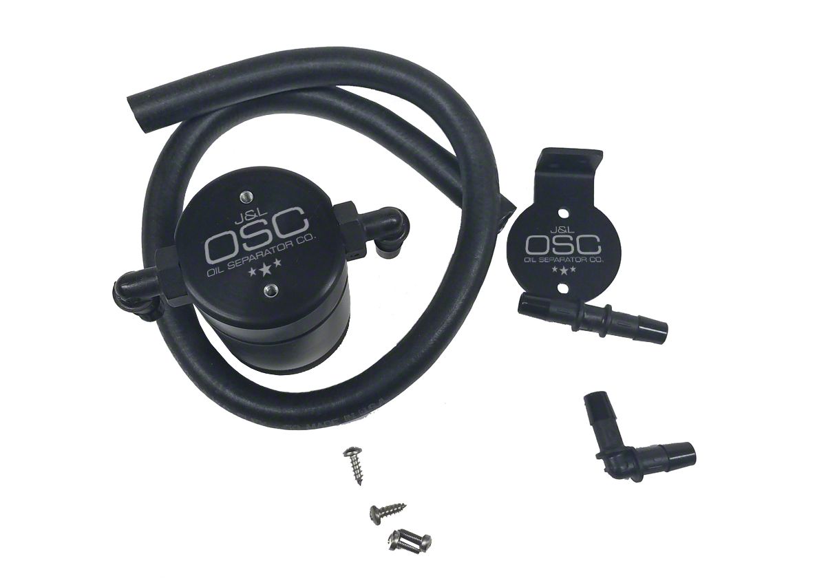 J&L 3.0 Oil Separator; Black Anodized; Driver Side (96-98 Mustang Cobra; 2001 Mustang Bullitt)