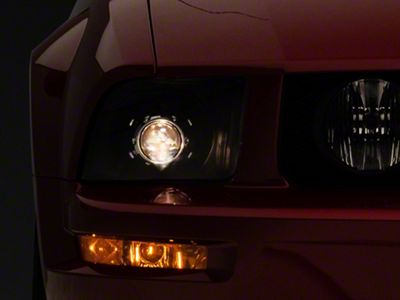Retro Style Projector Headlights; Black Housing; Clear Lens (05-09 Mustang w/ Factory Halogen Headlights, Excluding GT500)