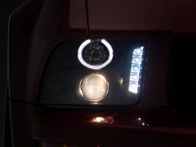 Halo Projector Headlights; Gloss Black Housing; Smoked Lens (05-09 Mustang w/ Factory Halogen Headlights, Excluding GT500)