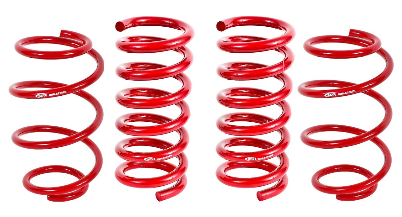 BMR Mustang Front and Rear Lowering Springs; Performance Version; Red
